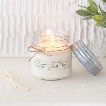 AU NATURAL / SCENT FREE Soy Wax Candle 8 oz
