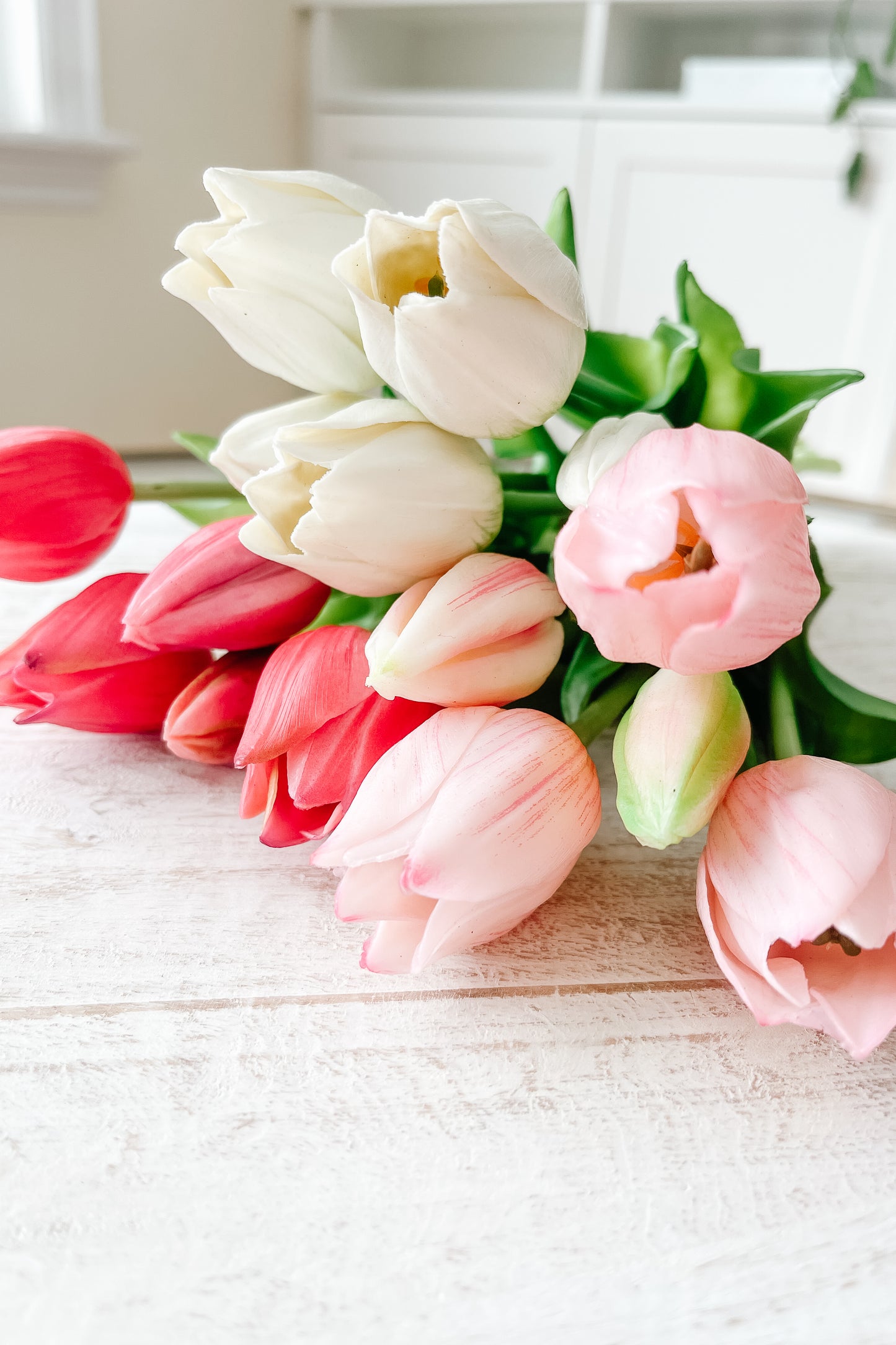 10" Faux Tulips - White - The Scented Market Artificial Flora