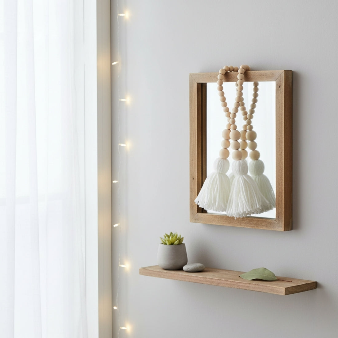 Decor Beads - White Double Tassel