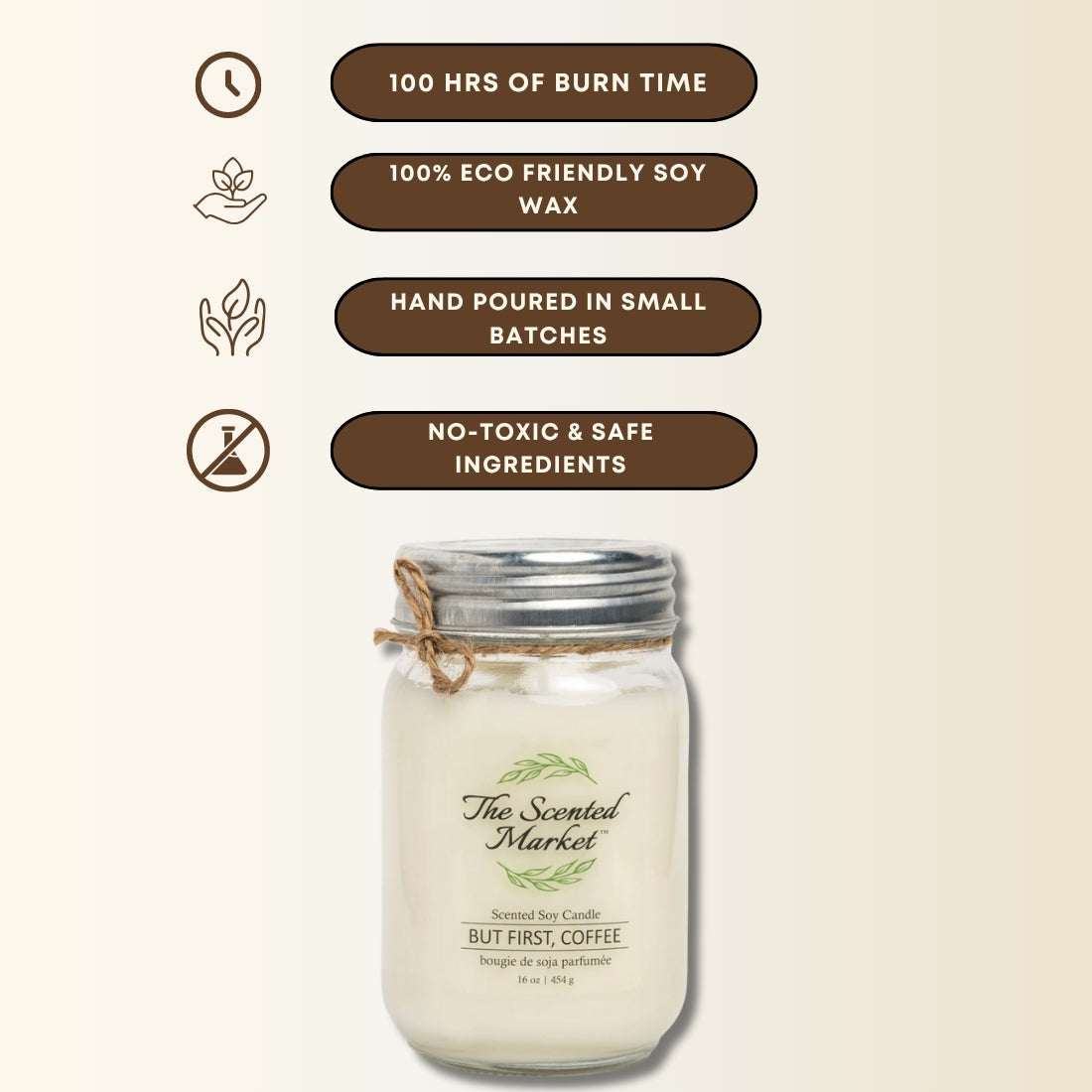 BUT FIRST, COFFEE Bougie de cire de soja 16 oz