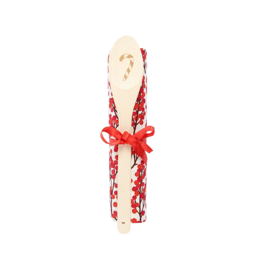 Berry Tea Towel and Wooden Spoon