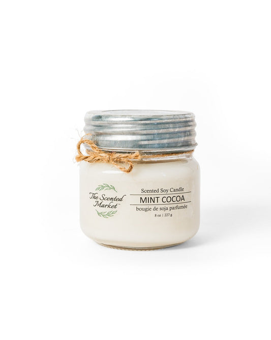 A picture of Mint Cocoa Scented Soy Candle 8 oz