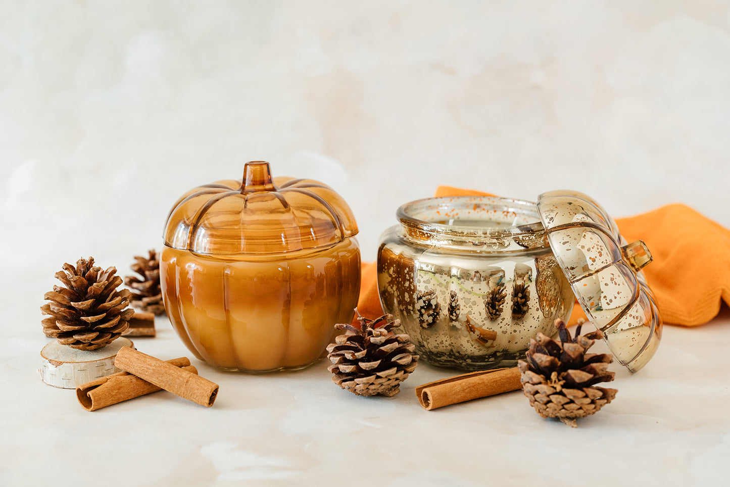 Gold Glass Pumpkin Soy Candle