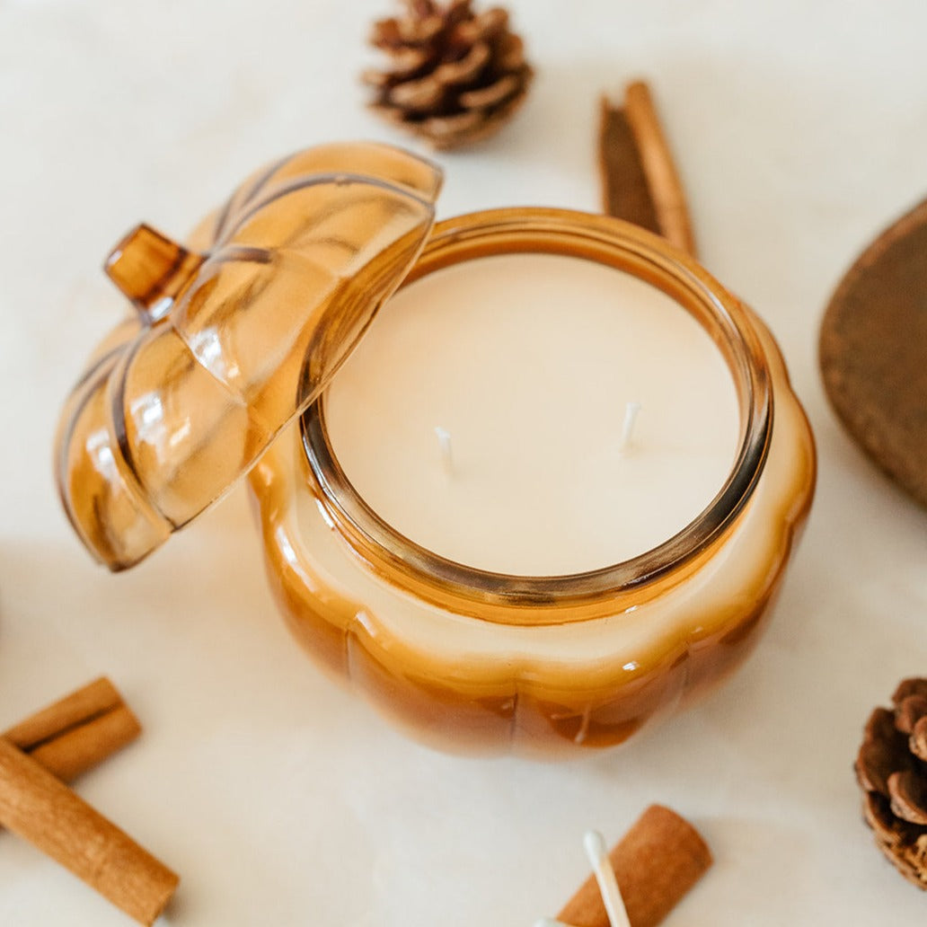 Orange Glass Pumpkin Soy Candle