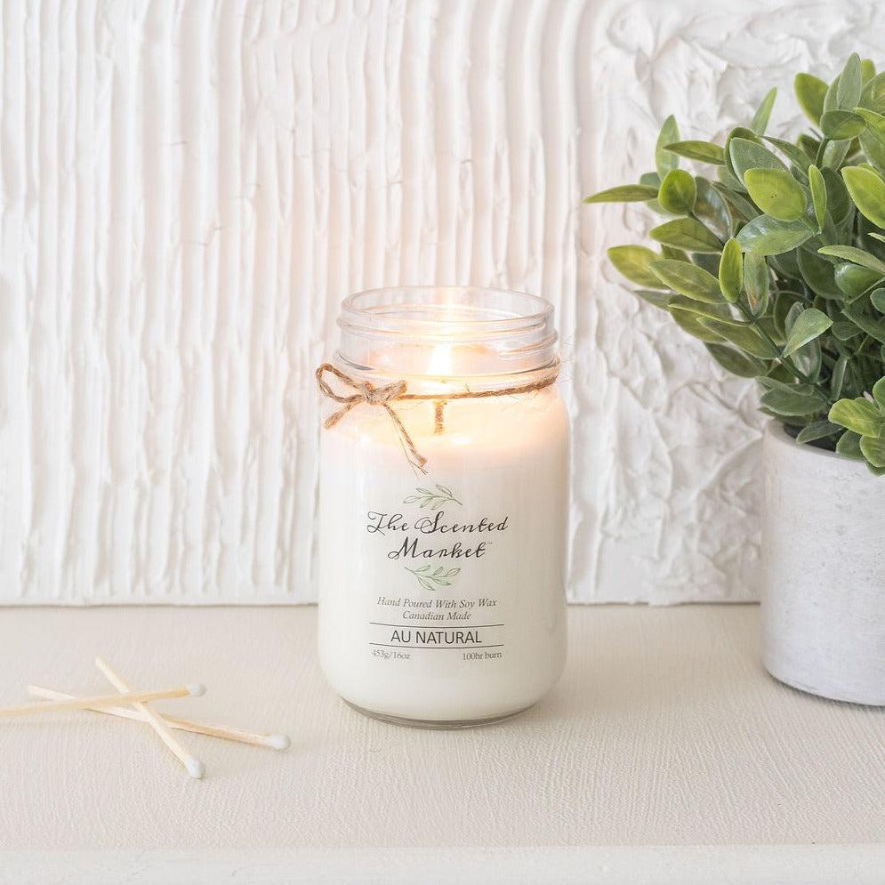 AU NATURAL / SCENT FREE Soy Wax Candle 16 oz - The Scented Market Candles