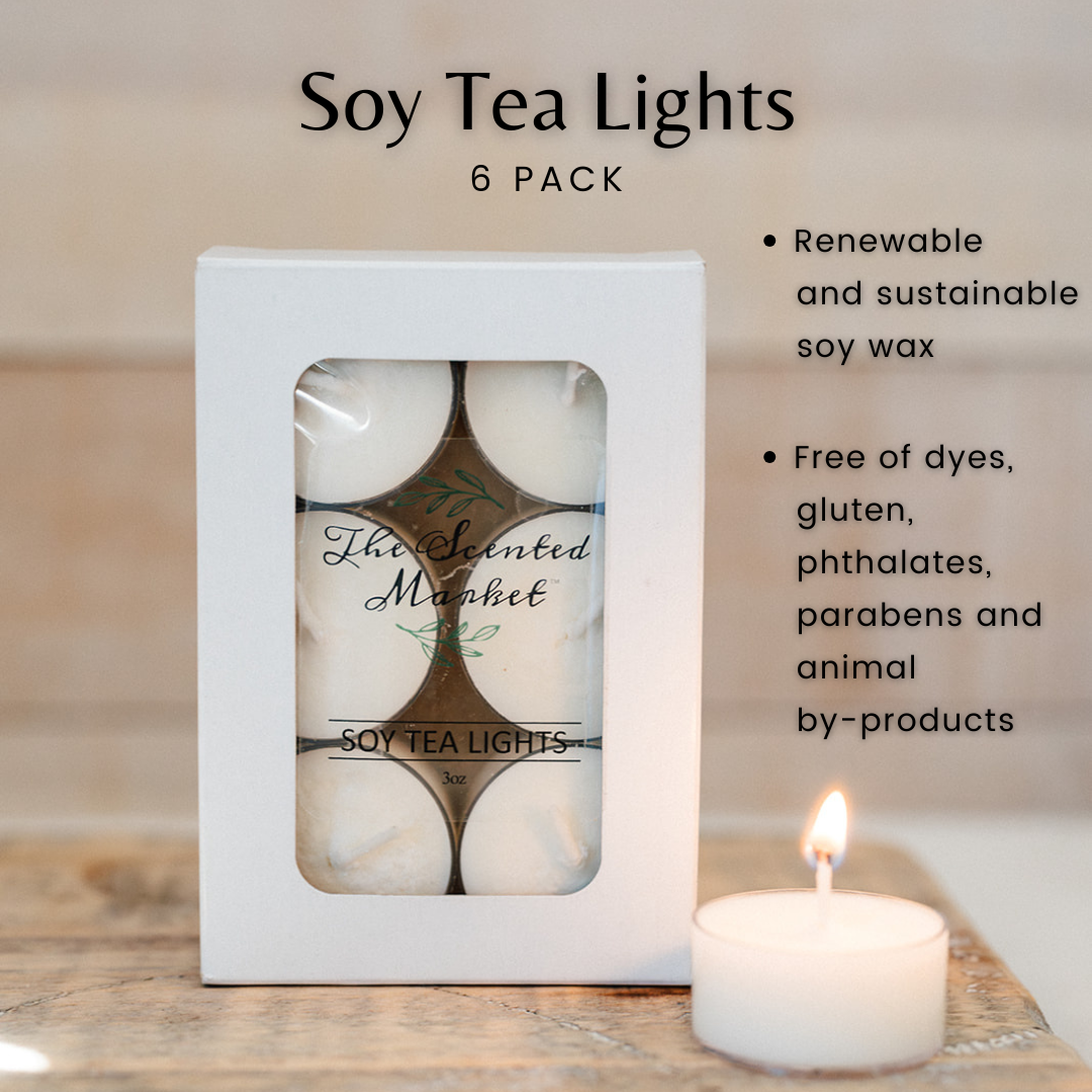 Au Natural / Scent-Free Tea Lights – Pure Soy Wax Candles - The Scented Market Candles