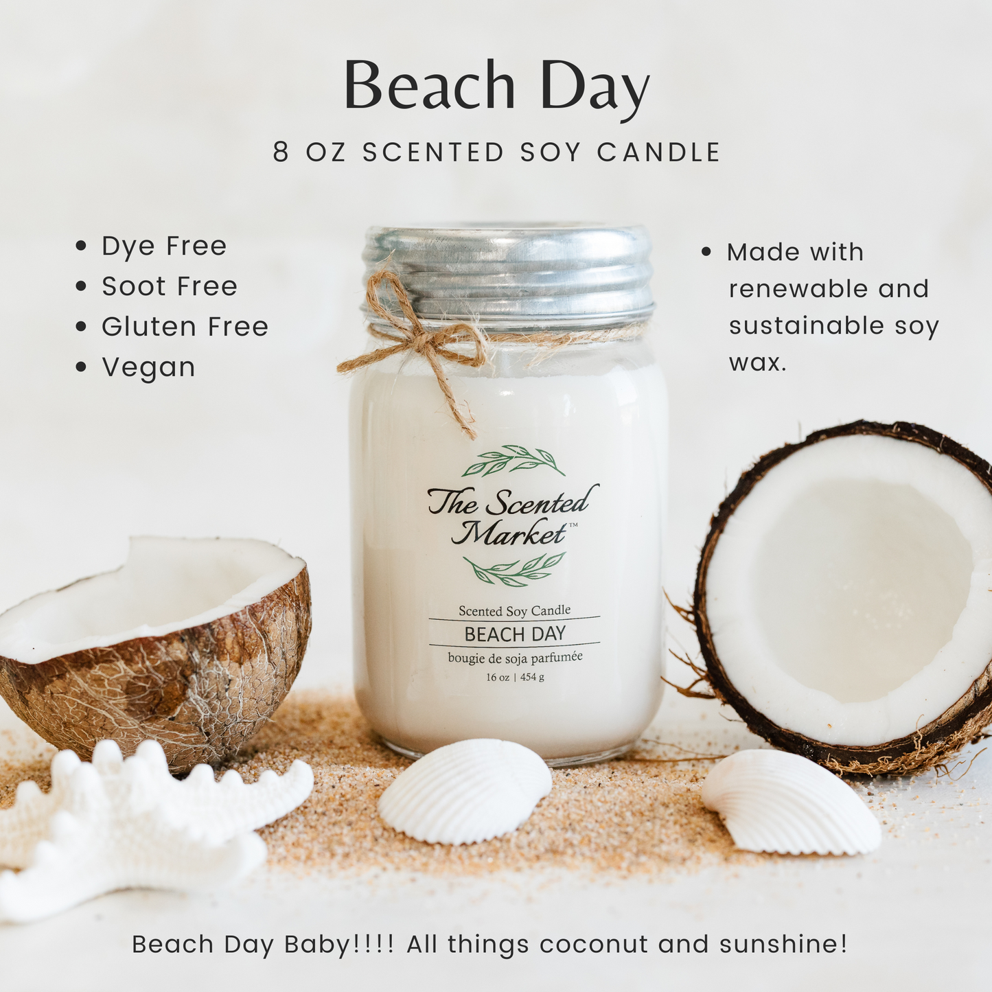 BEACH DAY Soy Wax Candle 16 oz - The Scented Market