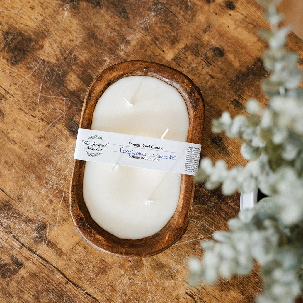 Brown Oval Dough Bowl - EUCALYPTUS LAVENDER - The Scented Market  Candles