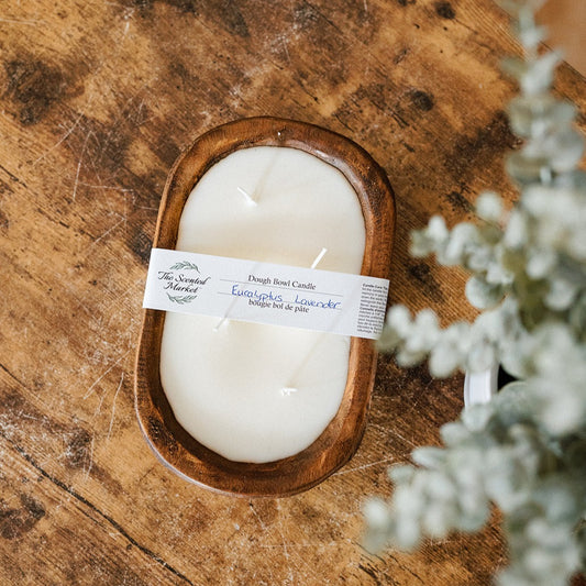Brown Oval Dough Bowl - EUCALYPTUS LAVENDER - The Scented Market Candles