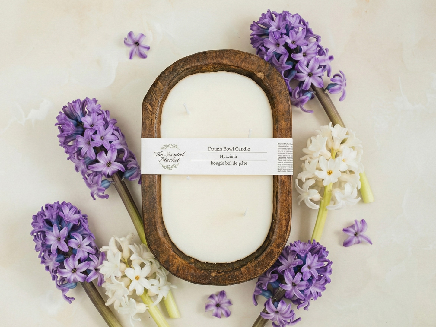 Brown Oval 4 Wick Dough Bowl Soy Candle - HYACINTH