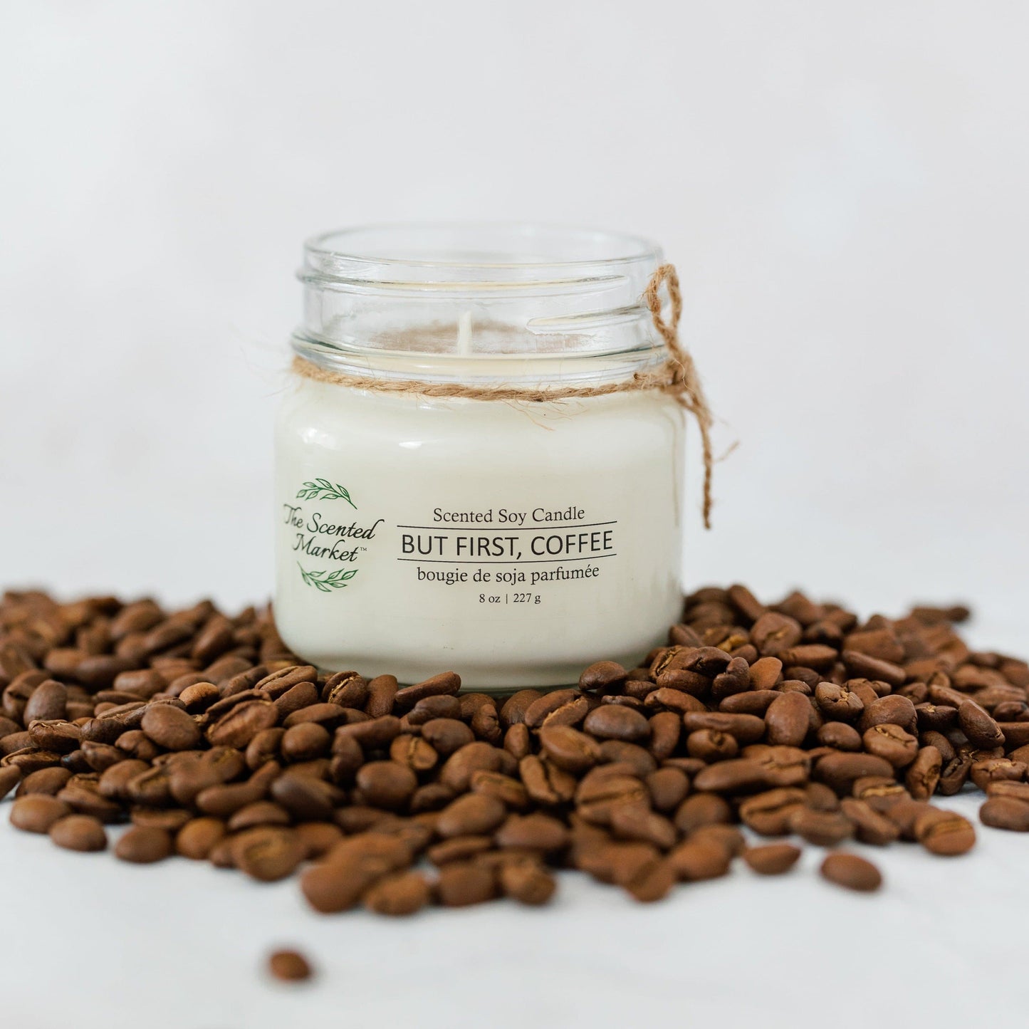 But First Coffee, 8 oz Soy Candle with Coffee Beans