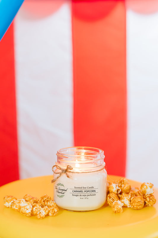 Carnival Caramel Popcorn Soy Wax Candle 8 oz - The Scented Market Candles