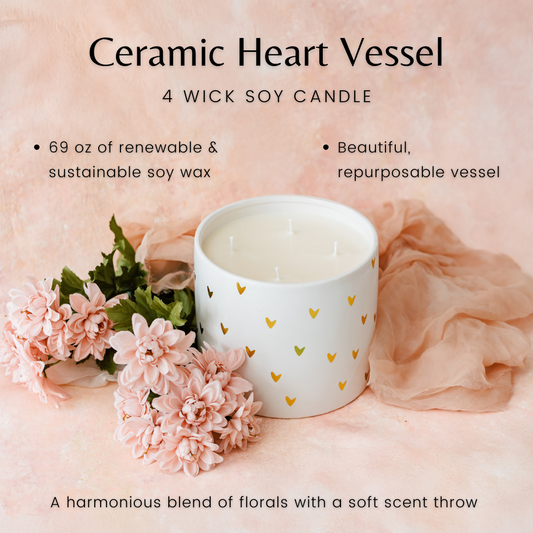 Ceramic Heart Vessel - 4 Wick - The Scented Market