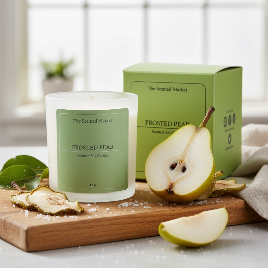 Crisp FROSTED PEAR Soy Wax Candle - The Scented Market Candles