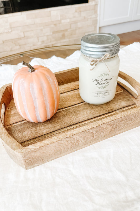 Rounded Rectangle Wooden Nesting Tray with Handles - Small