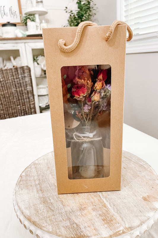 Fall Dried Floral Arrangement - Pinks / Purples - The Scented Market   Canada