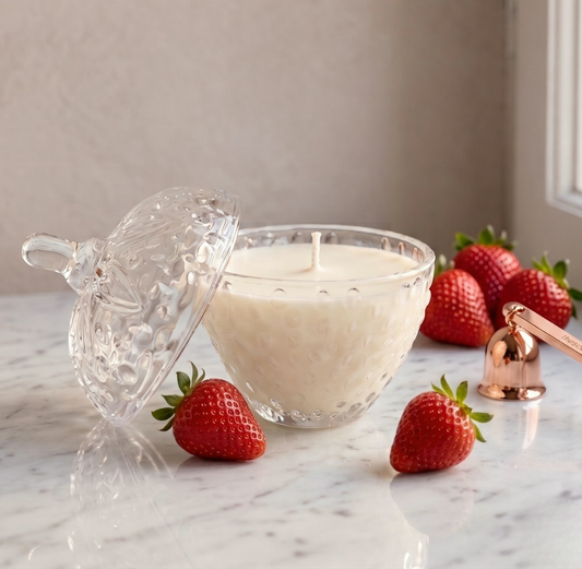 Glass Strawberry Soy Wax Candle 5 oz