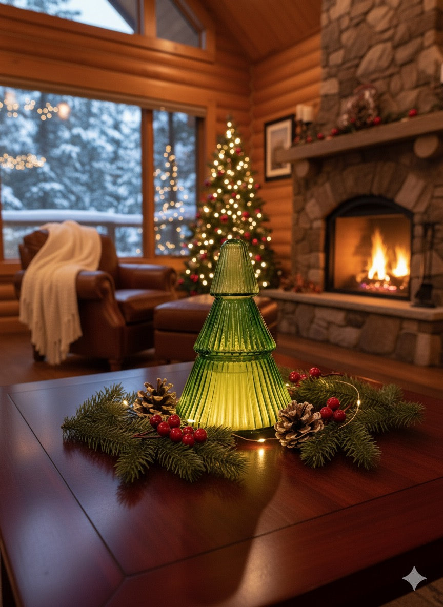 Green Glass Christmas Tree Soy Wax Candle 14 oz - O'CHRISTMAS TREE - The Scented Market Candles