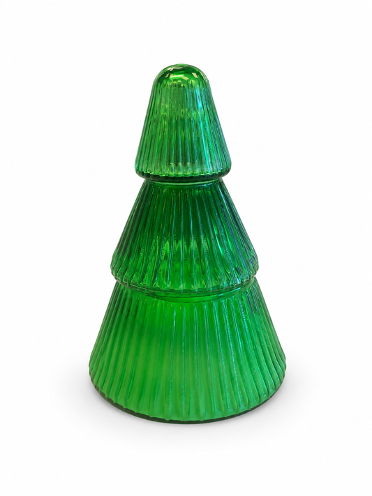 Green Glass Christmas Tree Soy Wax Candle 14 oz - O'CHRISTMAS TREE