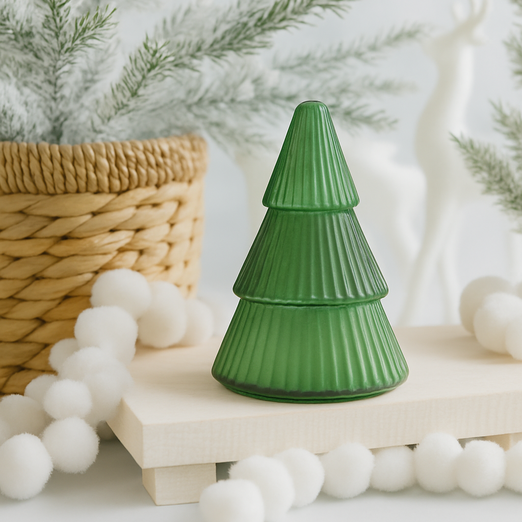 Green Glass Christmas Tree Soy Wax Candle 14 oz - O'CHRISTMAS TREE - The Scented Market Candles