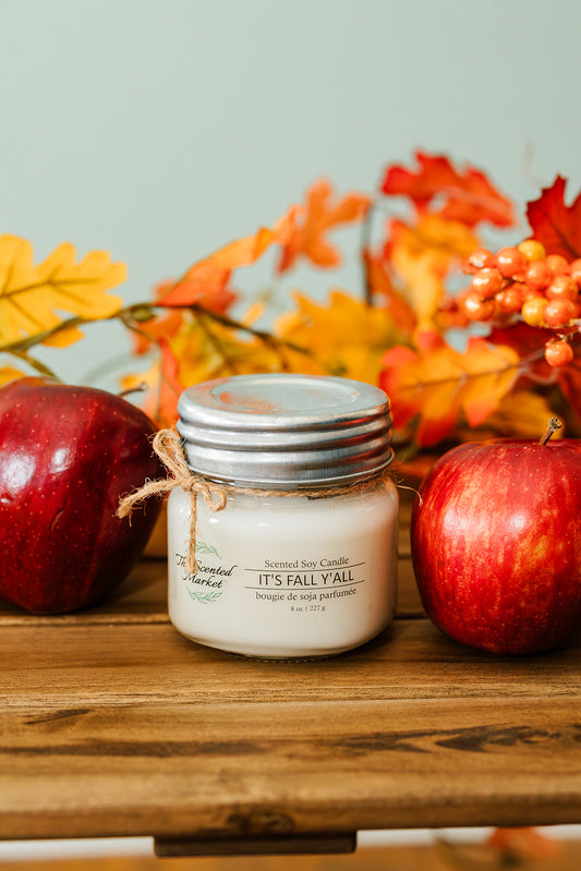 IT'S FALL Y'ALL Soy Wax Candle 8 oz - The Scented Market  Candles