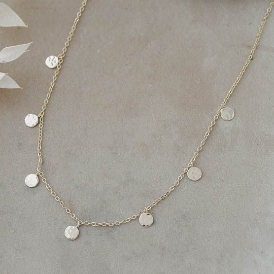 Necklace - Gold Hammered Circles - The Scented Market