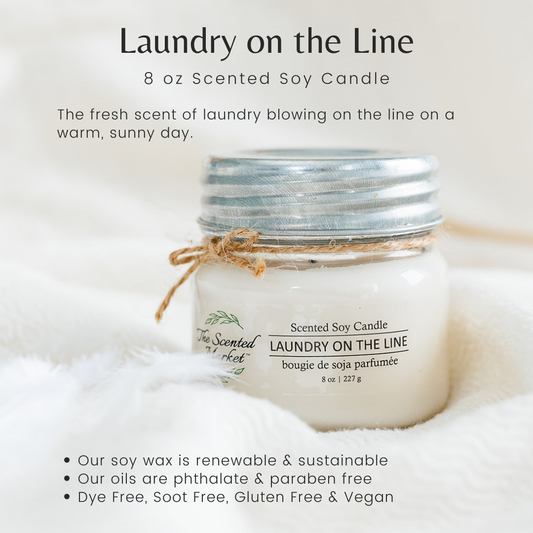 LAUNDRY ON THE LINE Soy Wax Candle 8 oz - The Scented Market Candles