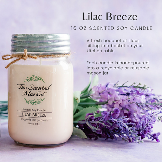 LILAC BREEZE Soy Wax Candle 16 oz - The Scented Market Candles