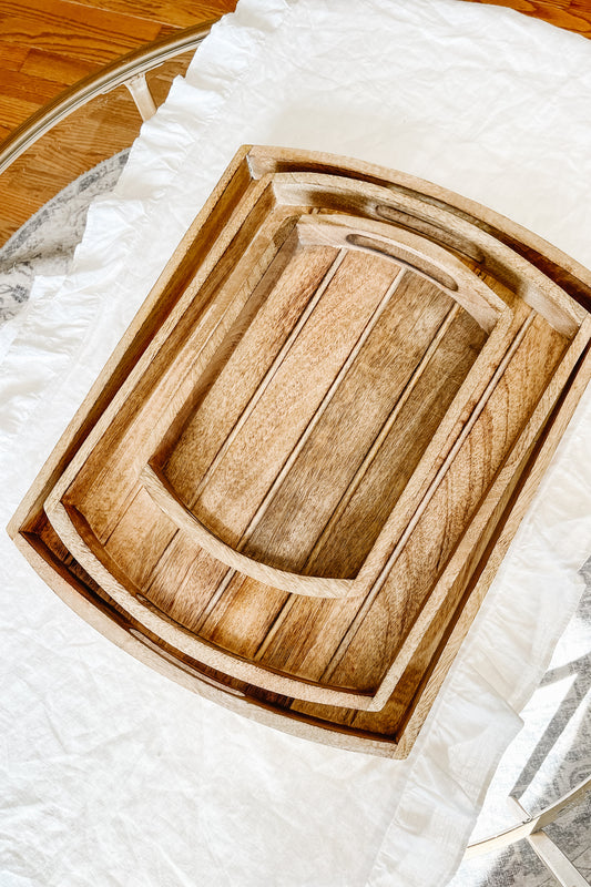 Large Rectangle Wooden Tray with Handles - The Scented Market