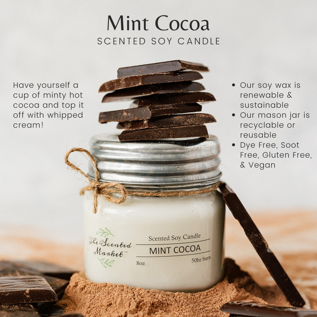 MINT COCOA Soy Wax Candle 8 oz - The Scented Market