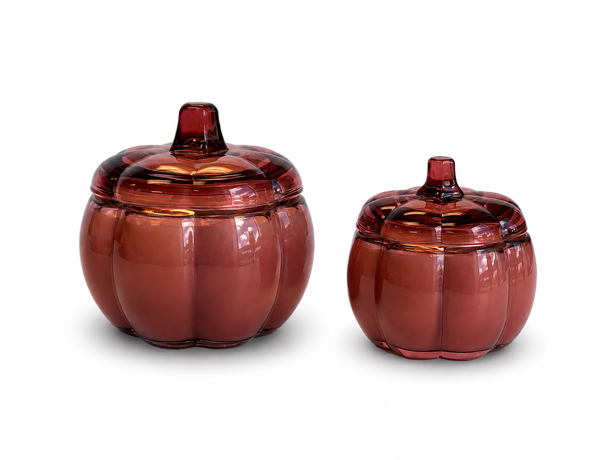 WINE Large Glass Pumpkin 2 Wick Soy Wax Candle | PUMPKIN SPICE CAKE