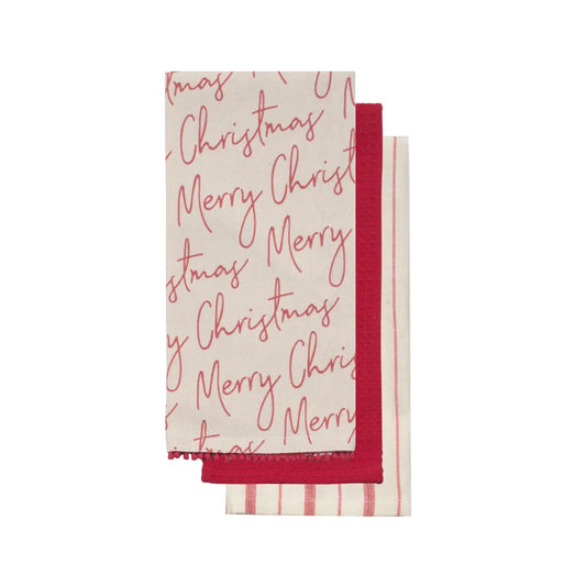 Merry Christmas Tea Towel Set of 3 - The Scented Market