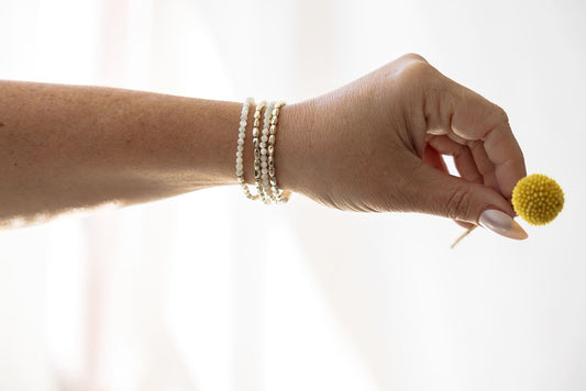 Mother of Pearl Double Stacked Bracelet - SIlver - The Scented Market Bracelets Canada