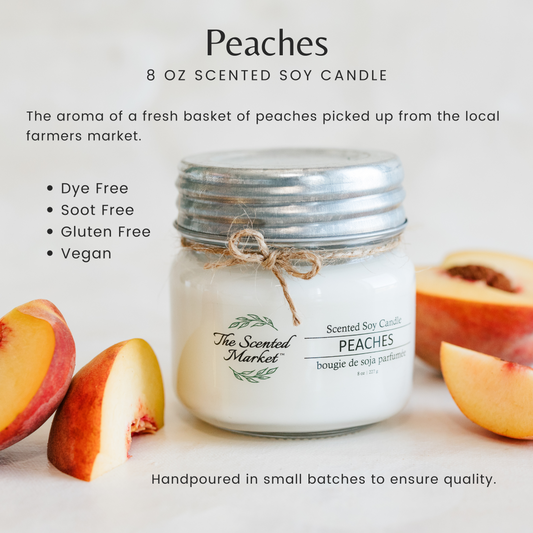 PEACHES Soy Wax Candle 8 oz - The Scented Market Candles