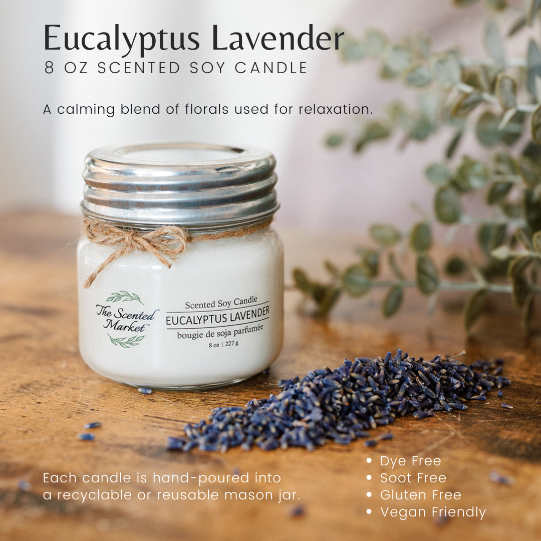 EUCALYPTUS LAVENDER Soy Wax Candle 8 oz