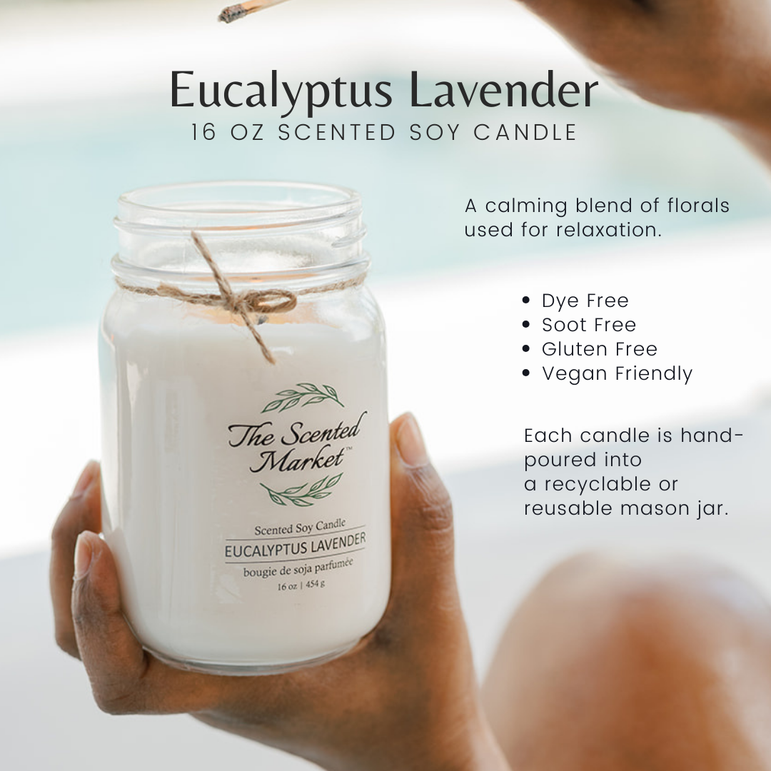 EUCALYPTUS LAVENDER Soy Wax Candle 16 oz