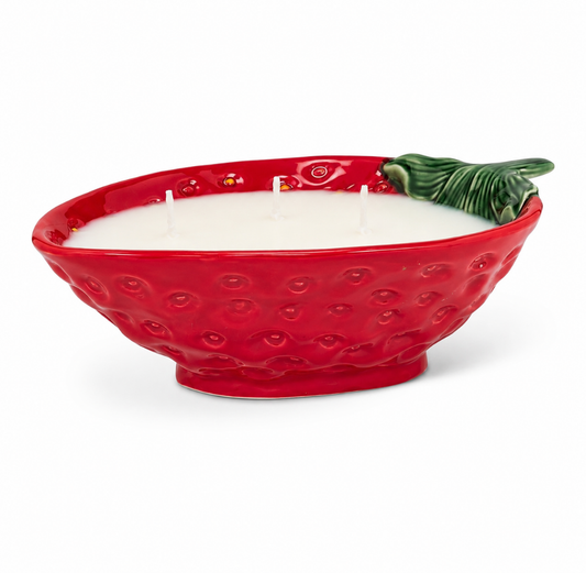 STRAWBERRY Bowl 3 Wick Soy Wax Candle | 14oz