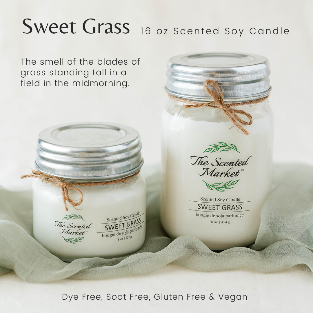 SWEET GRASS Soy Wax Candle 16 oz - The Scented Market  Candles