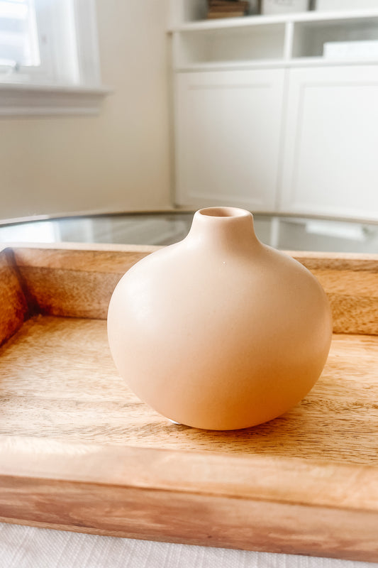 Shorty Tan Vase – Modern Minimalist Decorative Vase for Home Décor - The Scented Market Vases