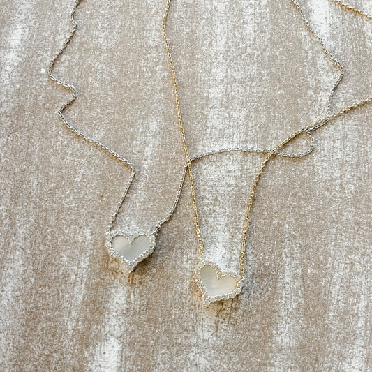 Silver Heart Necklace with Mother of Pearl – Elegant & Timeless Jewelry for Everyday Wear - The Scented Market