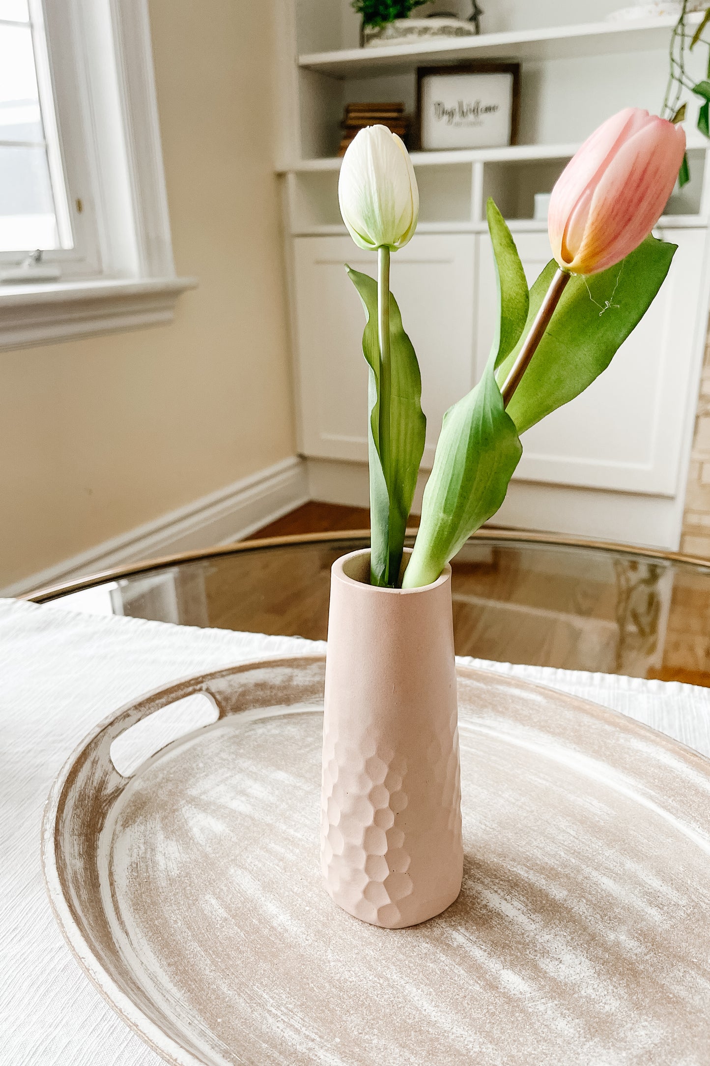 Soft Pink Tall Vase – Elegant Ceramic Vase for Modern Home Décor - The Scented Market Vases