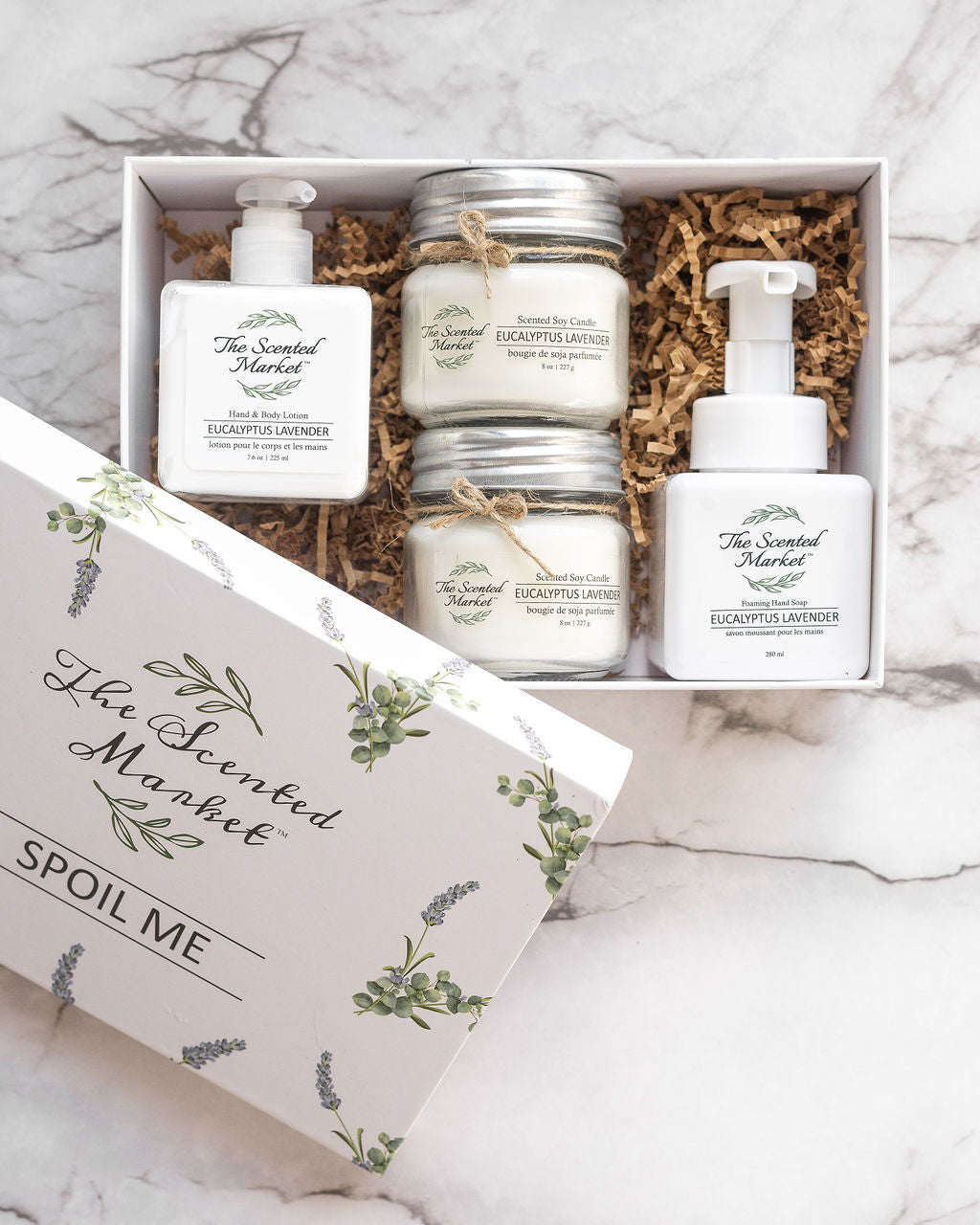 Spoil Me Gift Box – Scented Soy Candles & Luxurious Body Care in Eucalyptus Lavender - The Scented Market Gift Giving