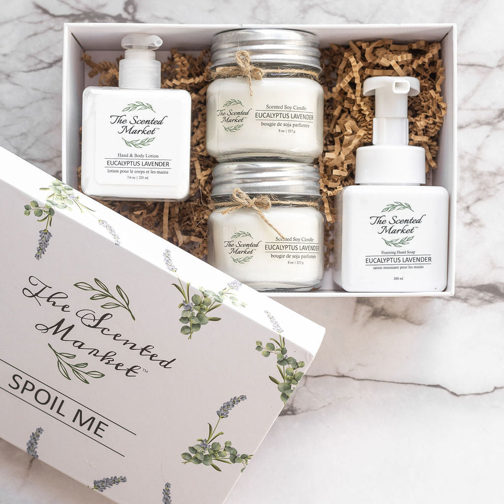Spoil Me Gift Box – Scented Soy Candles & Luxurious Body Care in Eucalyptus Lavender - The Scented Market Gift Giving