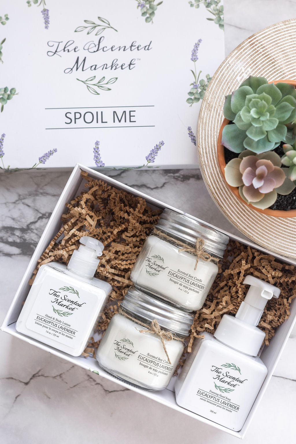Spoil Me Gift Box – Scented Soy Candles & Luxurious Body Care in Eucalyptus Lavender - The Scented Market Gift Giving