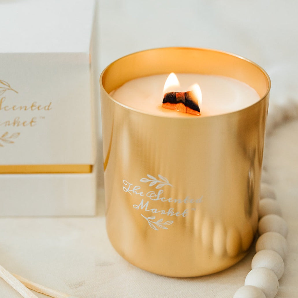 TEAKWOOD Wood Wick Candle 10 oz - The Scented Market Candles