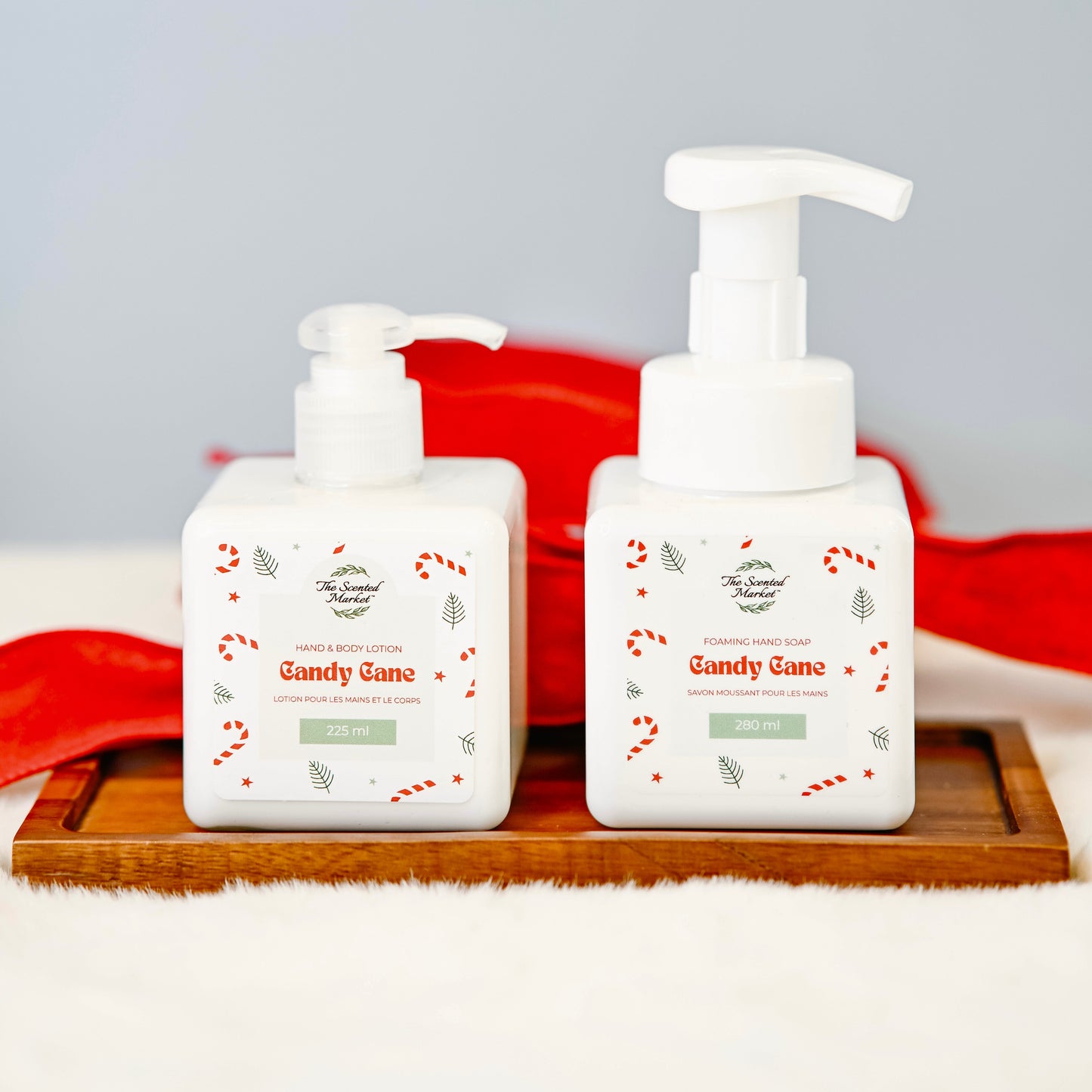 The Candy Cane Gift Set - Foaming Hand Soap + Body Lotion - The Scented Market Bath & Body Gift Sets