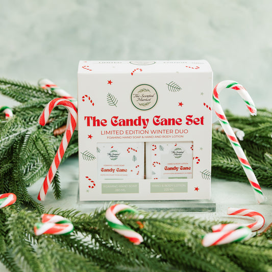 The Candy Cane Gift Set - Foaming Hand Soap + Body Lotion - The Scented Market Bath & Body Gift Sets