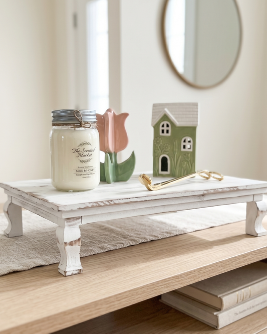 Whitewashed Wood Riser - Large