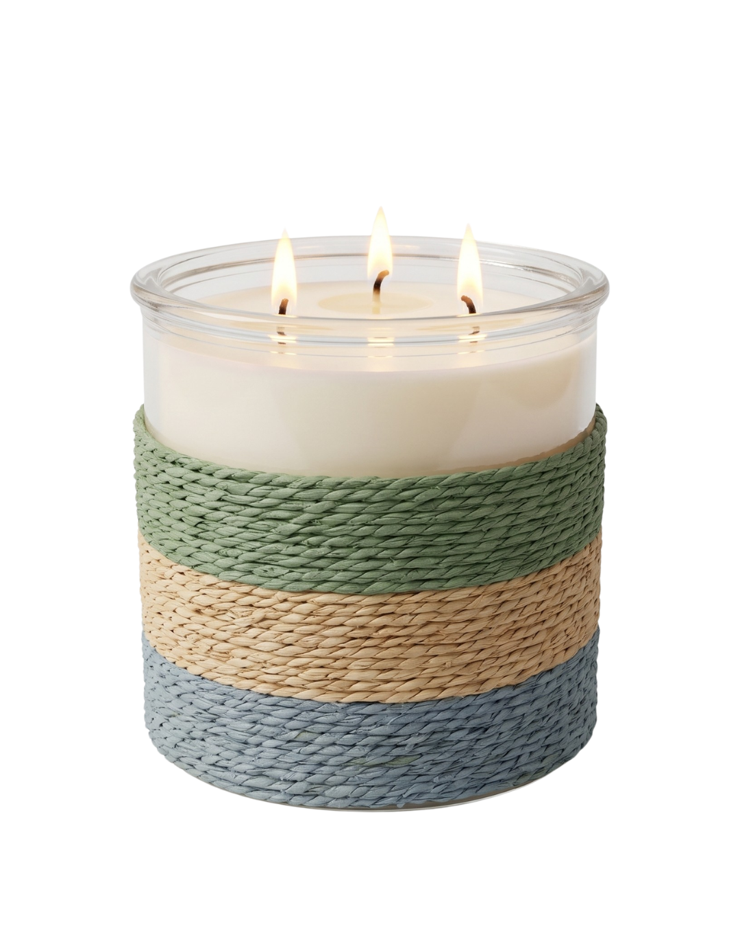 SUMMER NIGHTS Rope Glass Candle – XL 3 Wick Soy Candle (Blue)