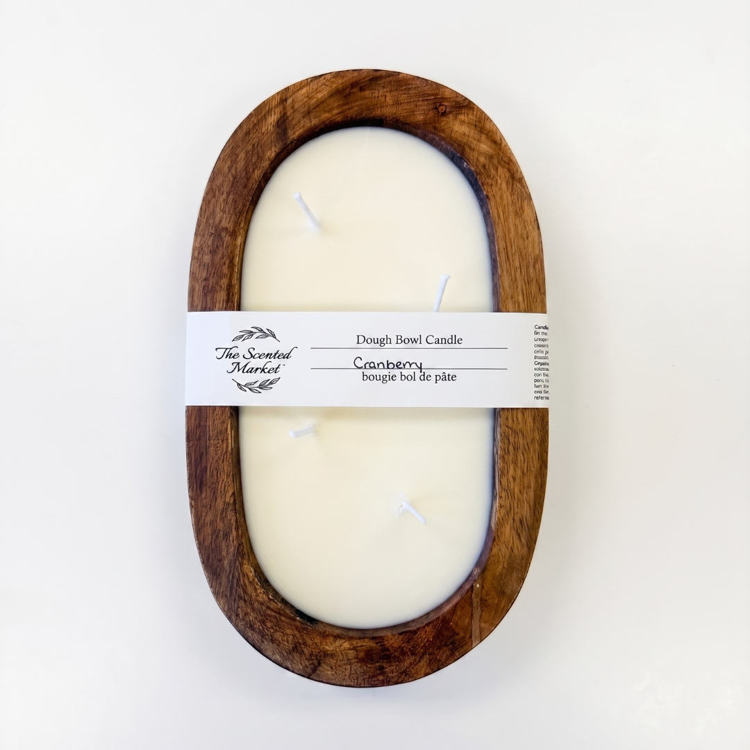 CRANBERRY Dough Bowl Soy Candle | Handcrafted 4 Wick Wooden Candle